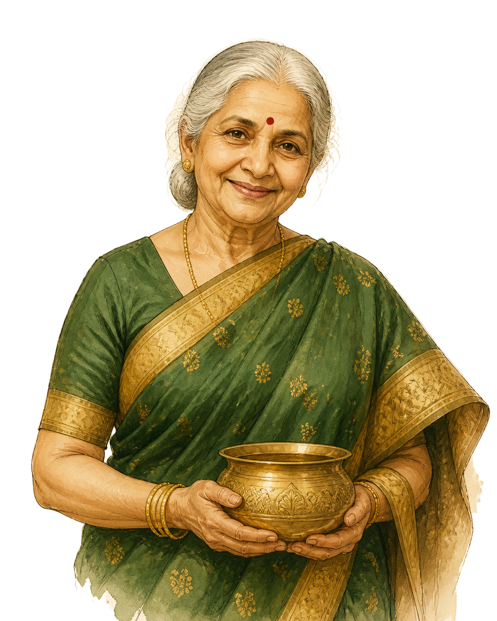 Illustration of Amma, the founder of Dasari Home Foods